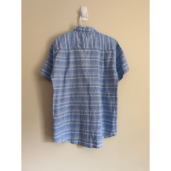 Silver Jeans Co Linen Blend Short Sleeve Button Up Shirt Minimalist Coastal - Picture 3 of 9